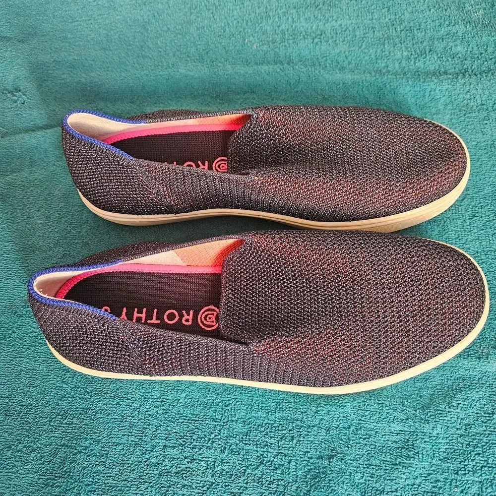 Rothy’s The Sneaker Slip On Galaxy Metallic Navy Sparkle Blue Halo Size 8.5W